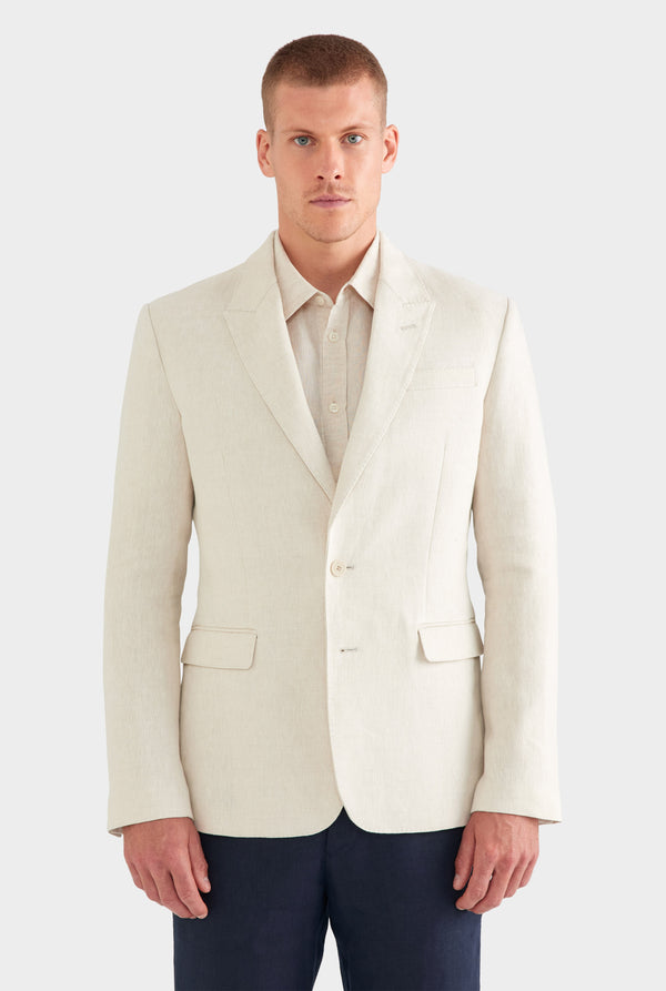 Tailored Linen Suit Jacket - Sand