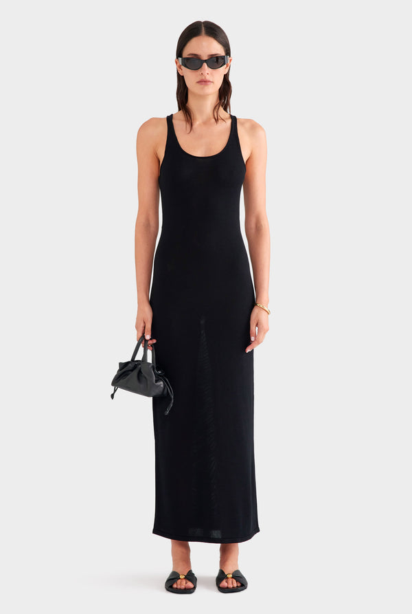 Tencel Silk Knit Tank Dress - Black