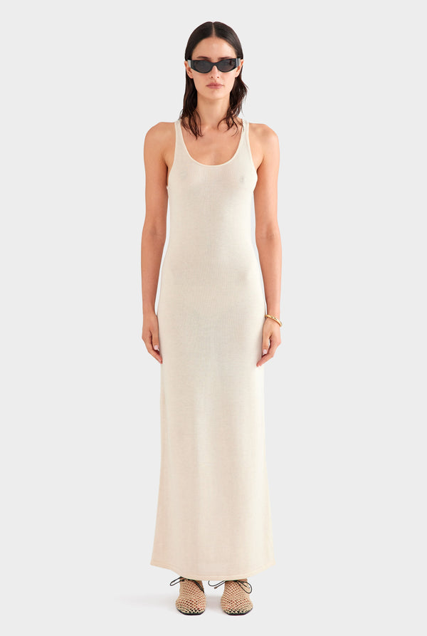 Tencel Silk Knit Tank Dress - Sand