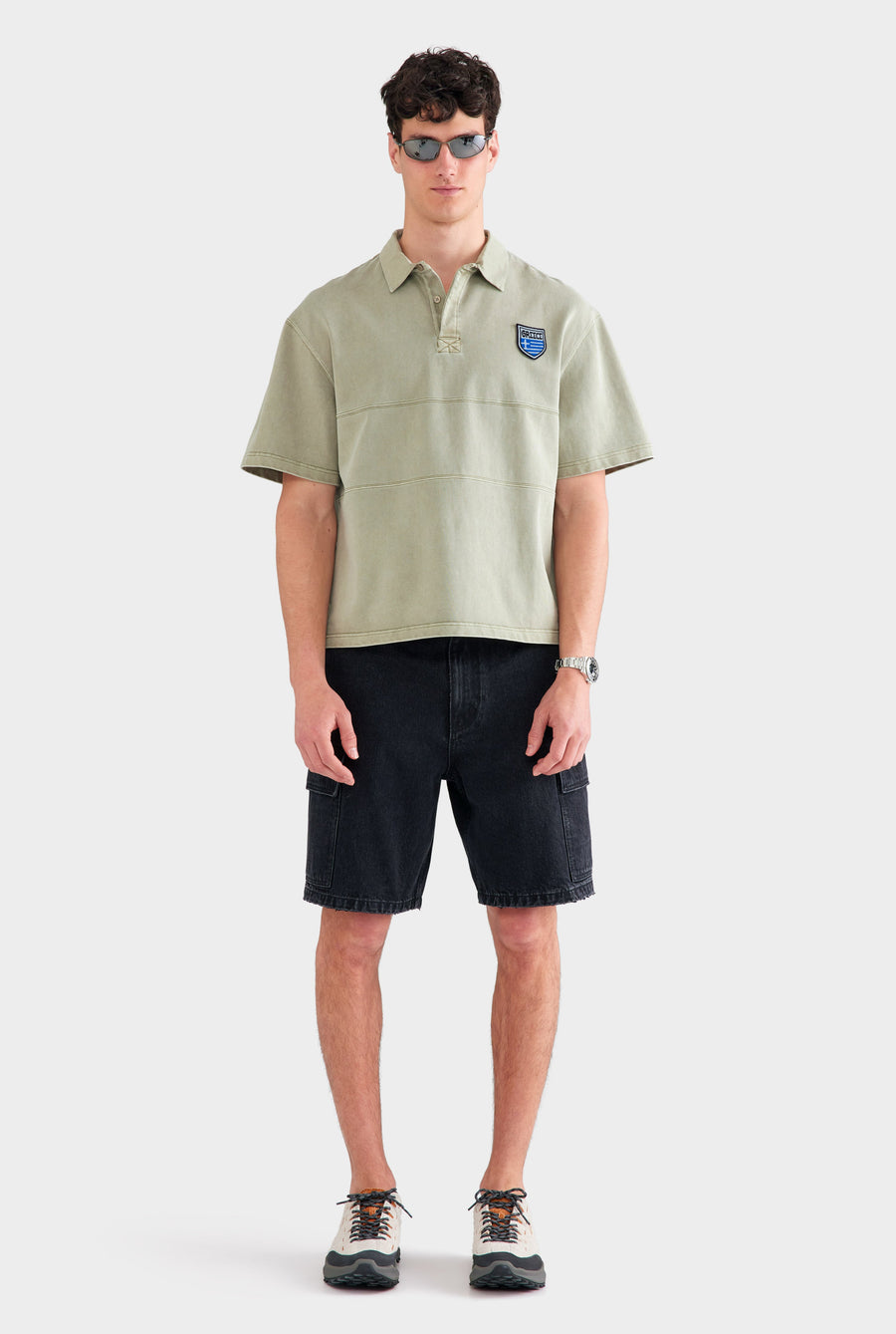 Pigment Dyed Cotton Rugby Polo - Washed Sage