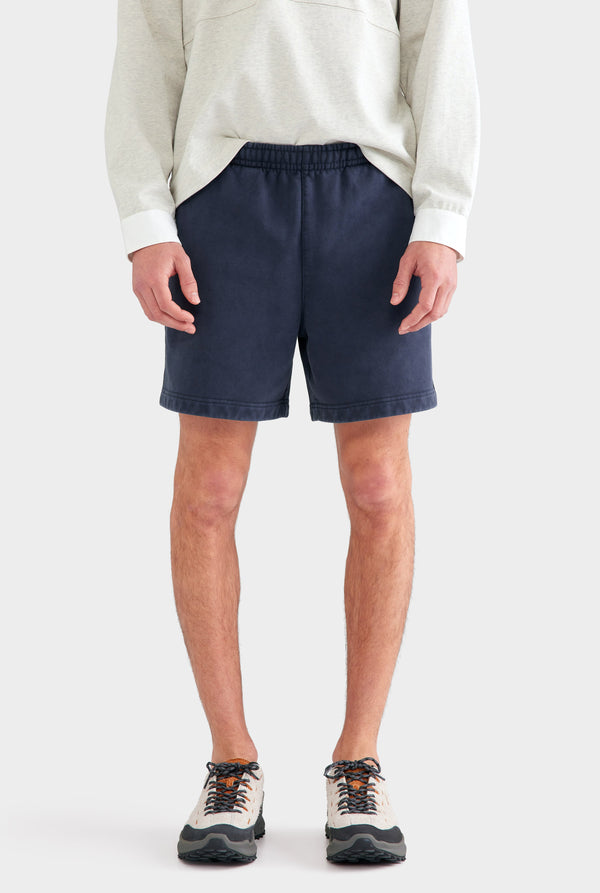 Pigment Dyed Fleece Track Short - Washed Navy