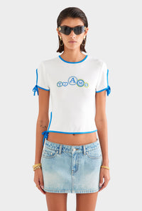 Contrast Jersey Tee - White/Ocean Blue