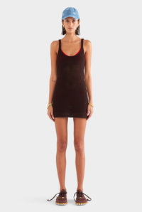 Crochet Cami Mini Dress - Dark Chocolate
