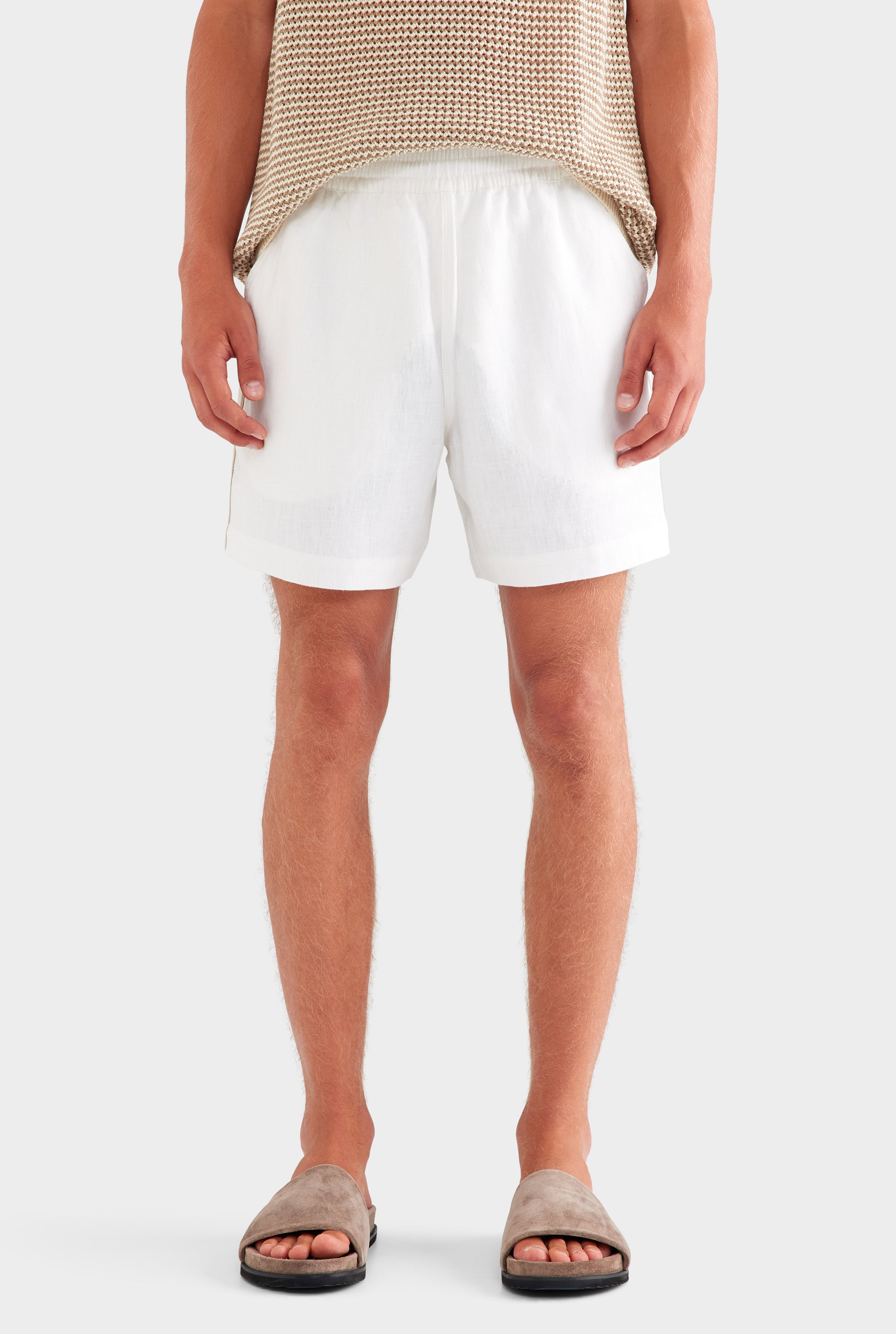 Lounge Short - White/Side Tape