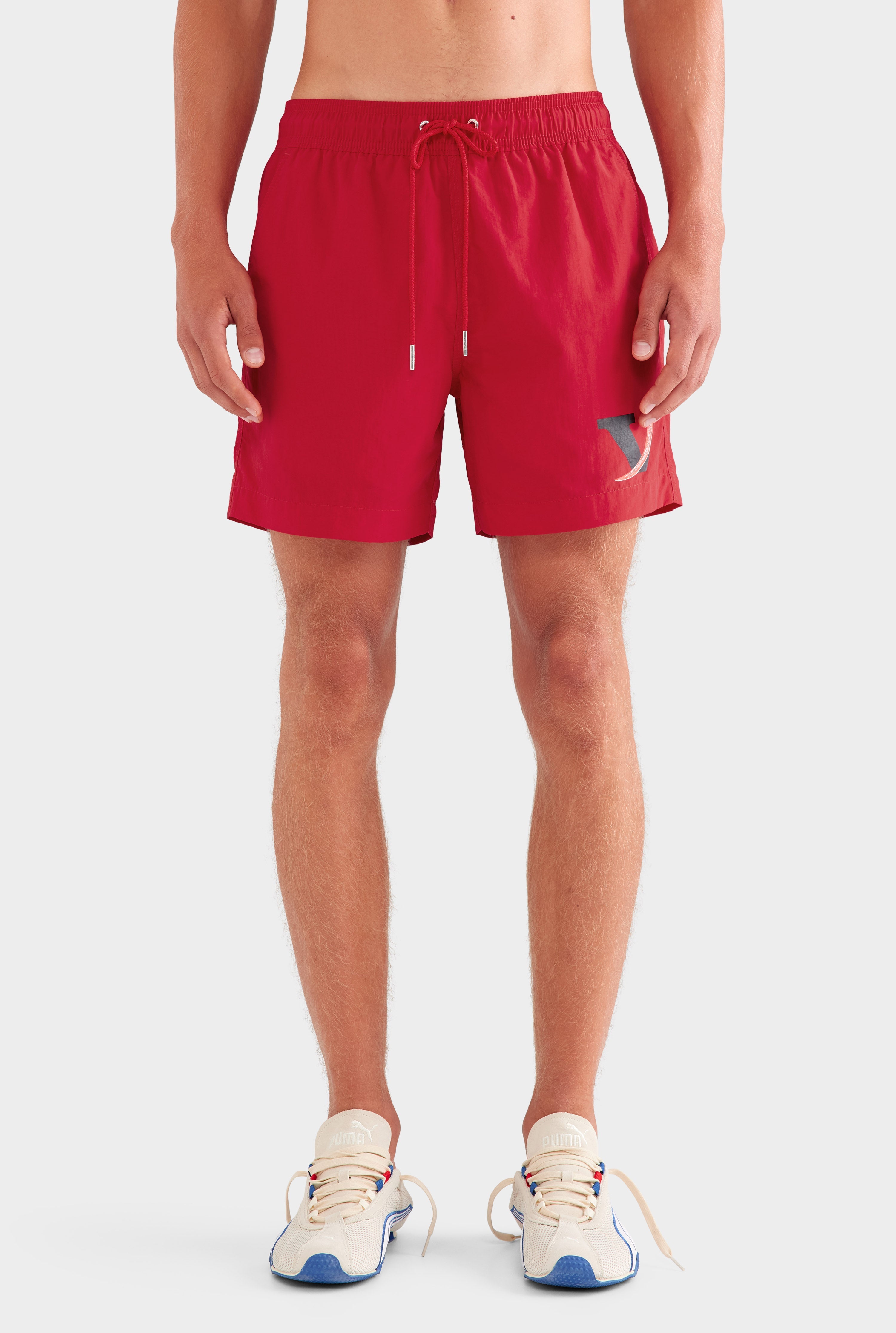 Printed Nylon Swim Short - Red/V Chilli