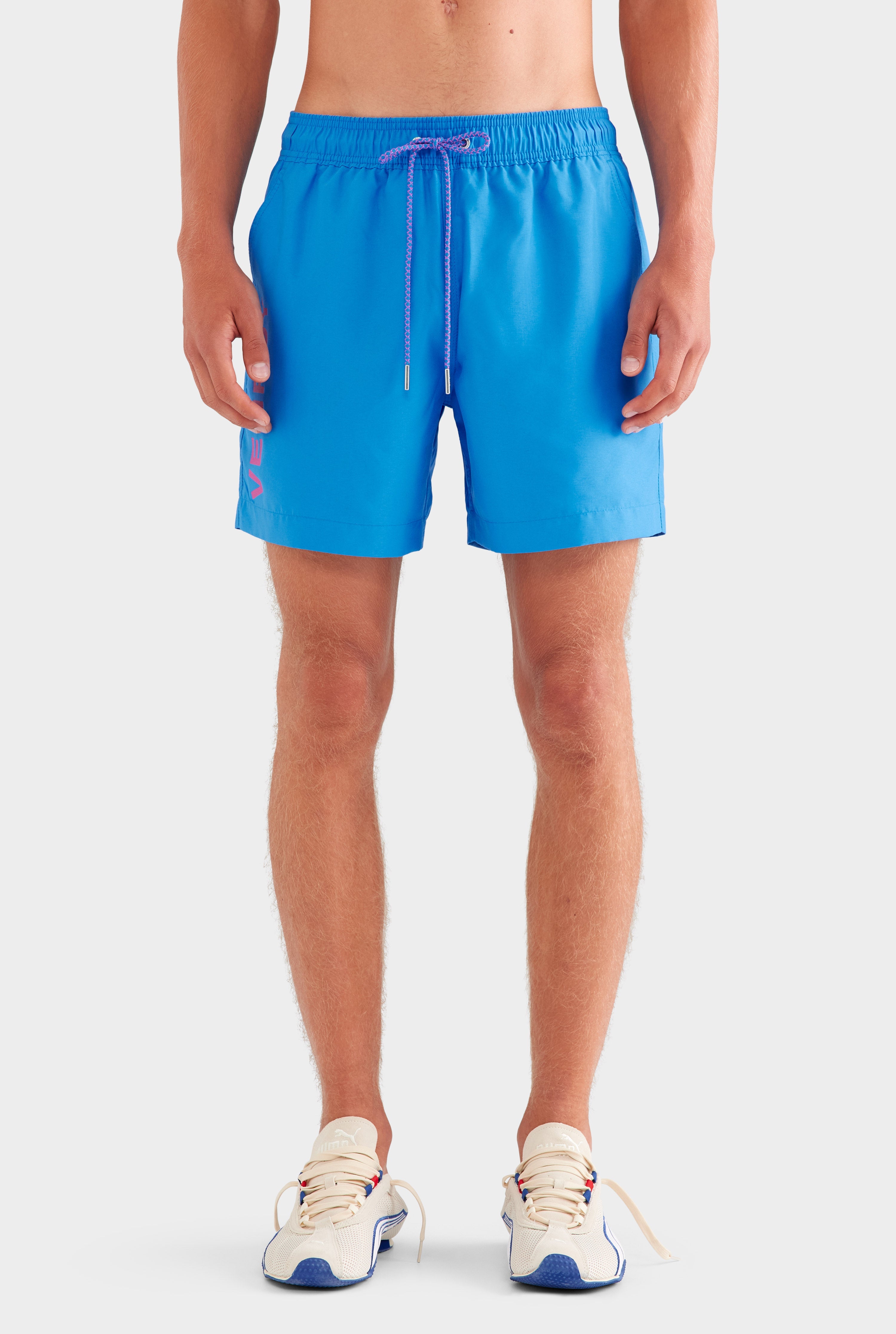 Printed Swim Short - Ocean Blue/Fuchsia