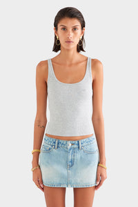 Rib Jersey Tank - Grey Marl