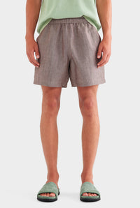 Wool Linen Lounge Short - Brown