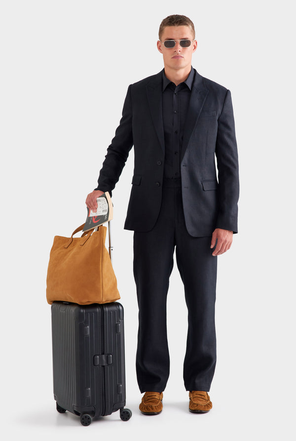 Tailored Linen Suit Jacket - Black