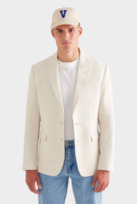 Tailored Linen Suit Jacket - Sand