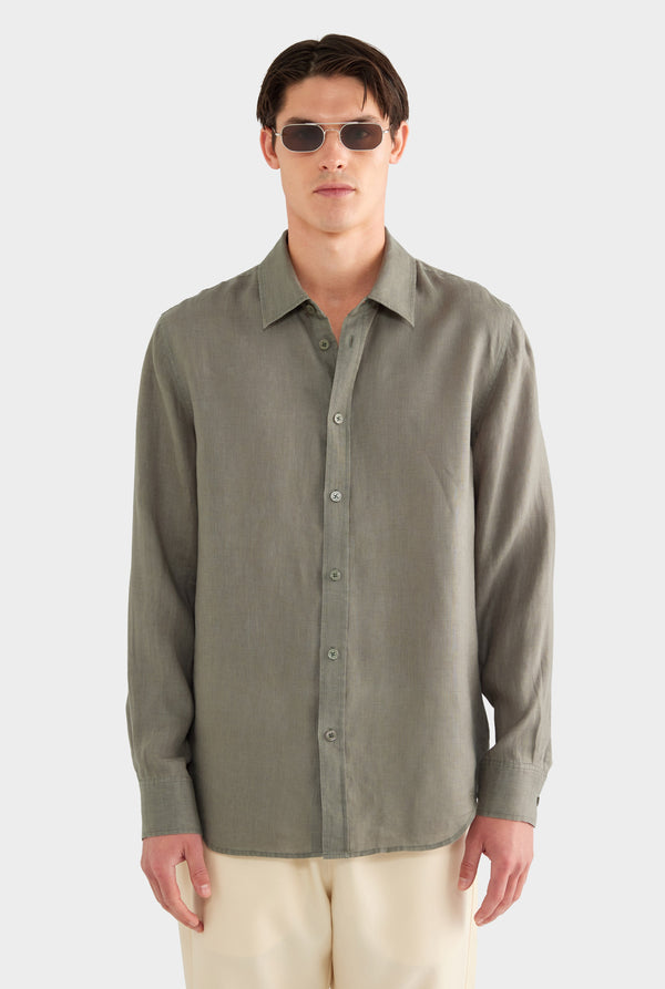 Linen Shirt - Slate Olive