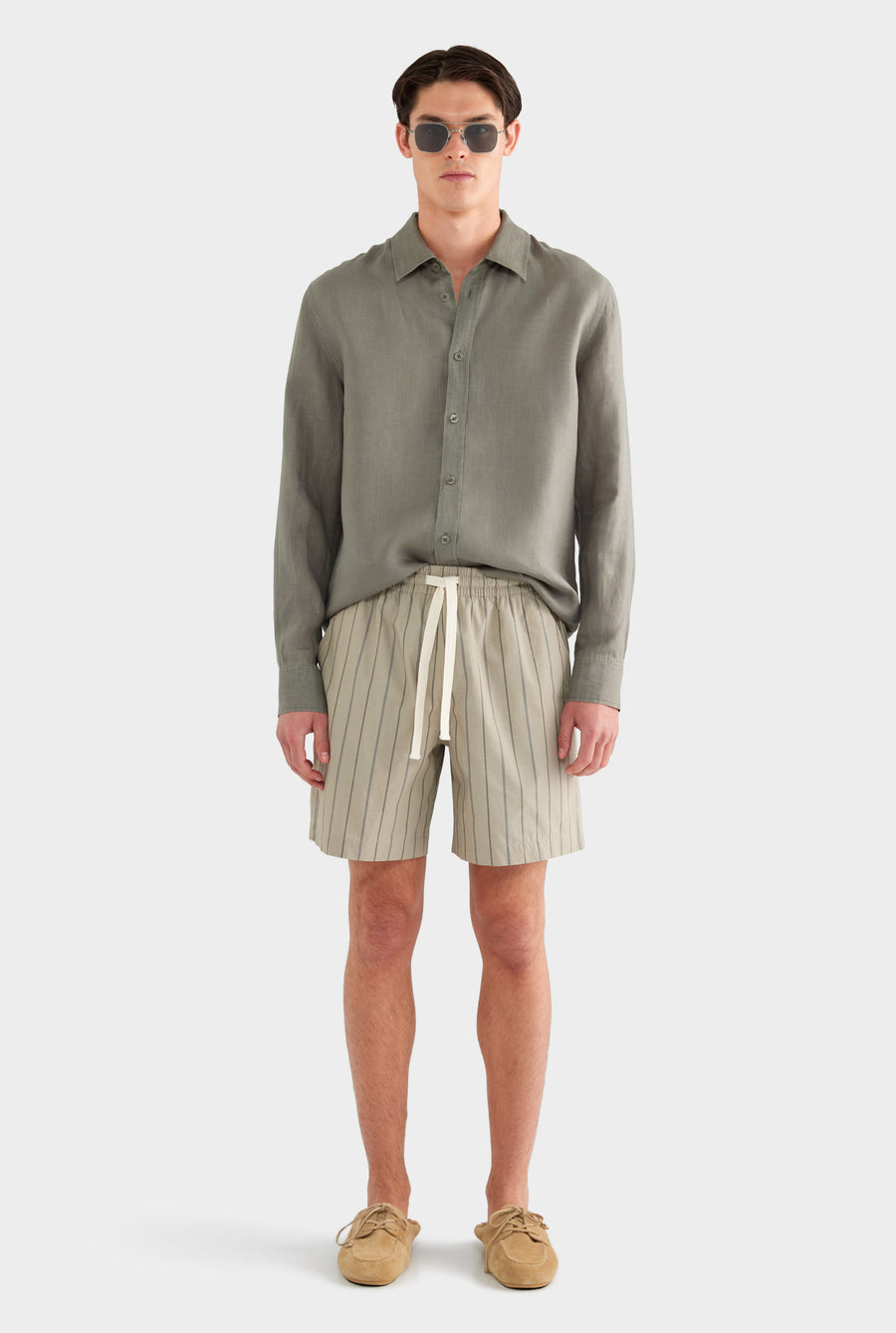 Stripe Lounge Short - Dried Sage/Forest Stripe