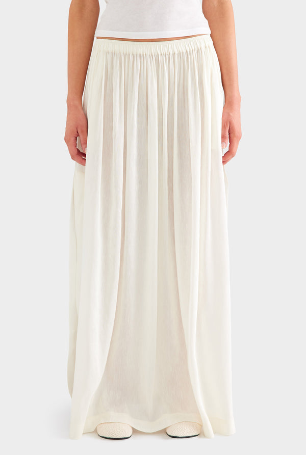 Silk Linen Maxi Skirt - Off White