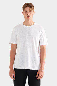 Coverstitch Linen T-Shirt - White