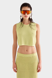 Rib Knitted Cropped Tank - Lemongrass
