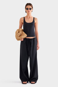 Wool Paperbag Pant - Black