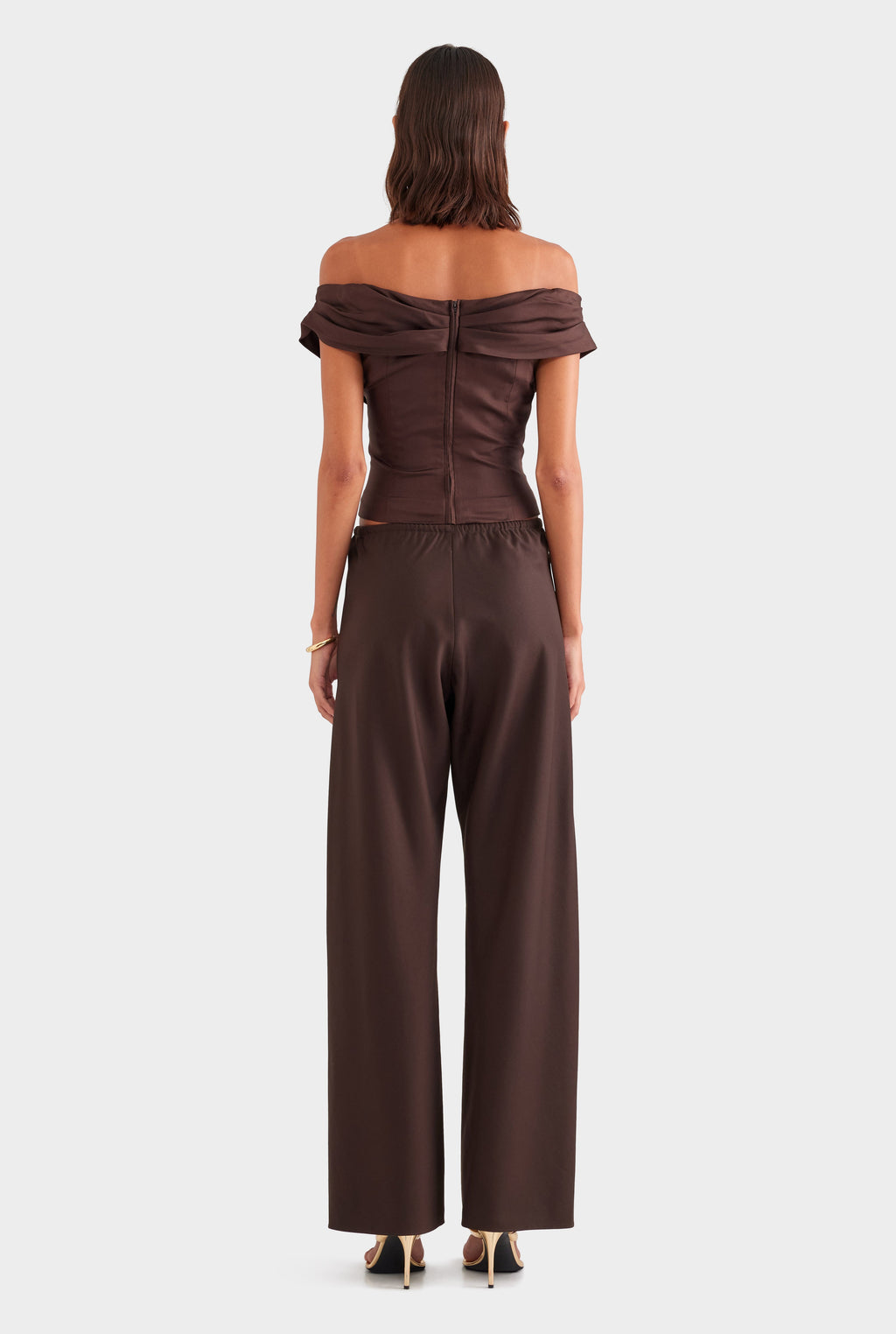 Bias Wool Drawstring Pant - Chocolate