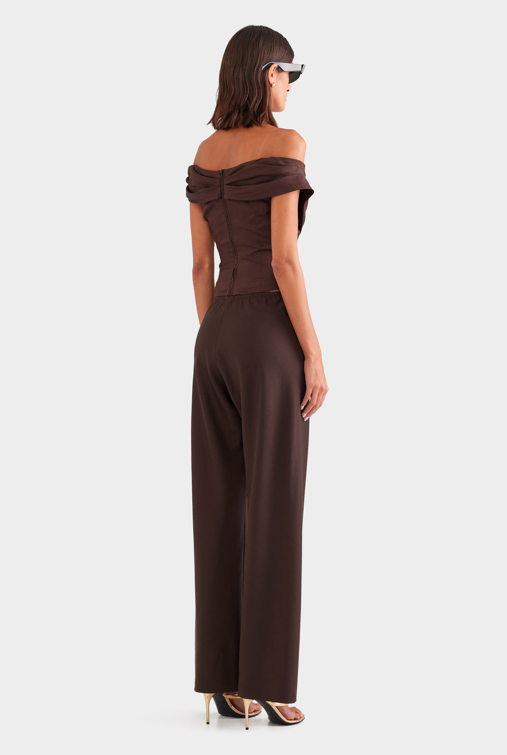 Bias Wool Drawstring Pant - Chocolate