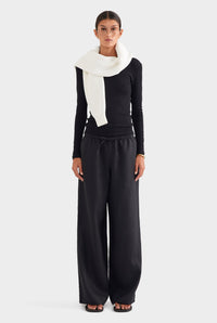 Wide Leg Linen Pant - Black