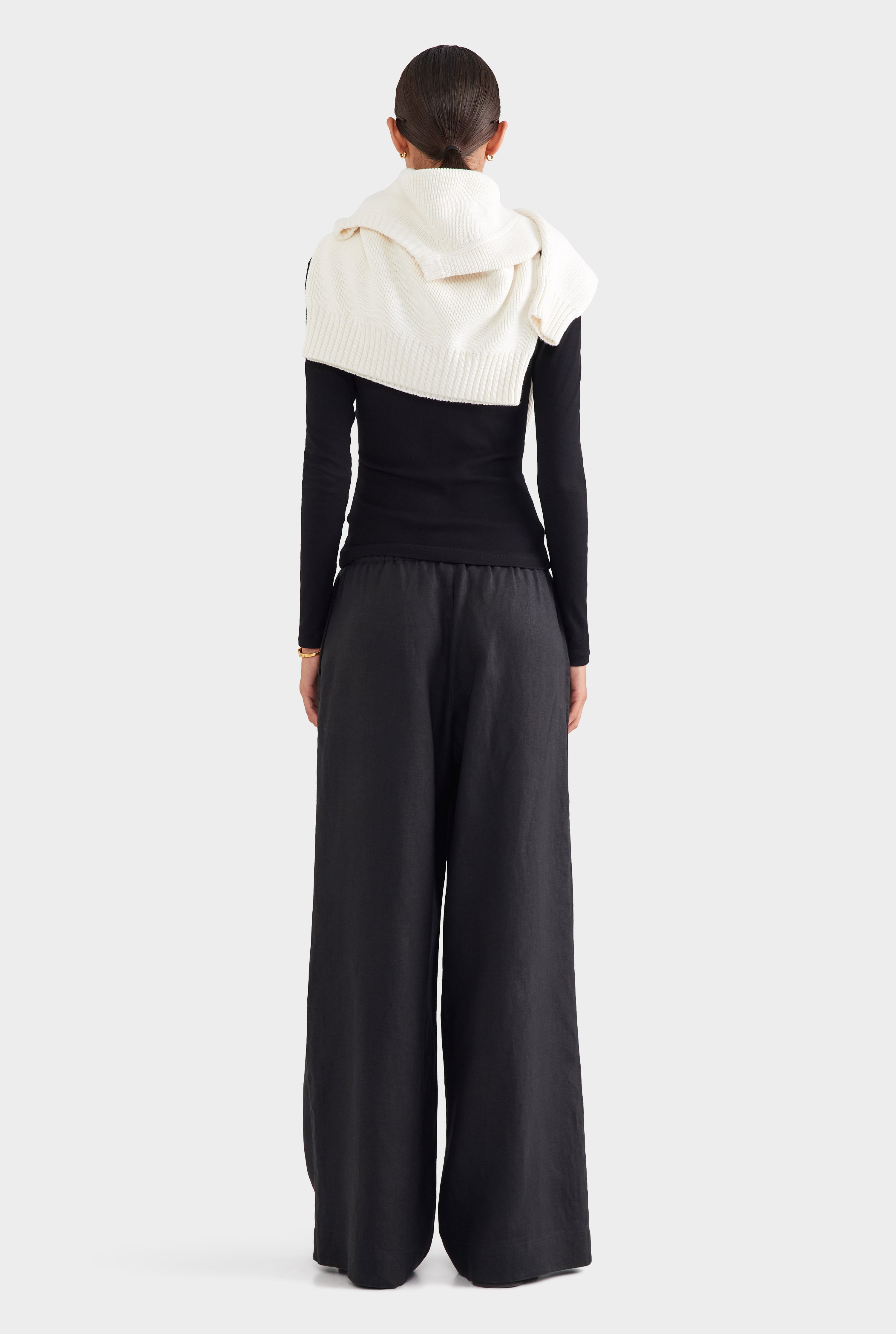 Wide Leg Linen Pant - Black
