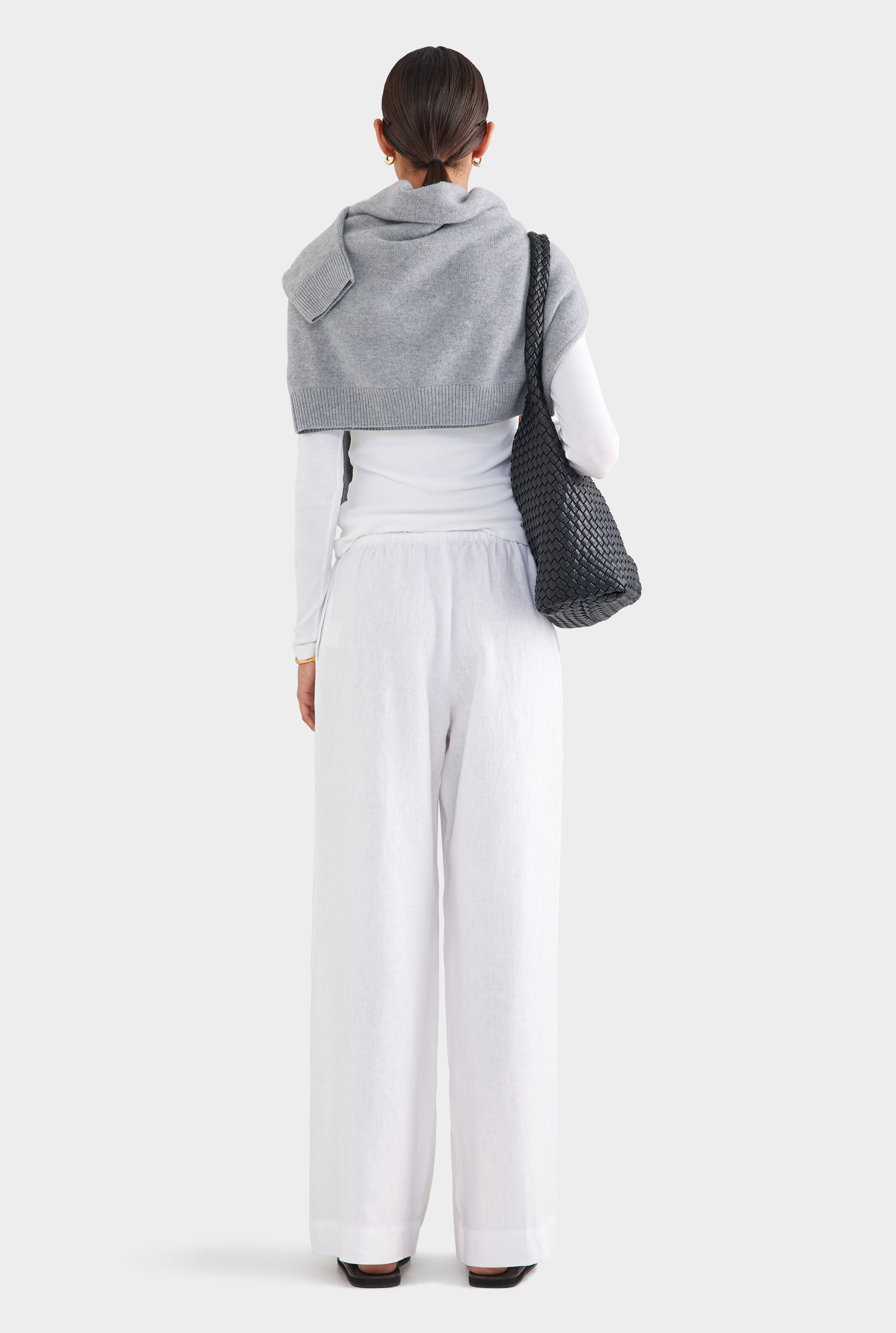 Wide Leg Linen Pant - White