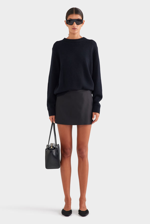 Silk Mini Skirt - Black