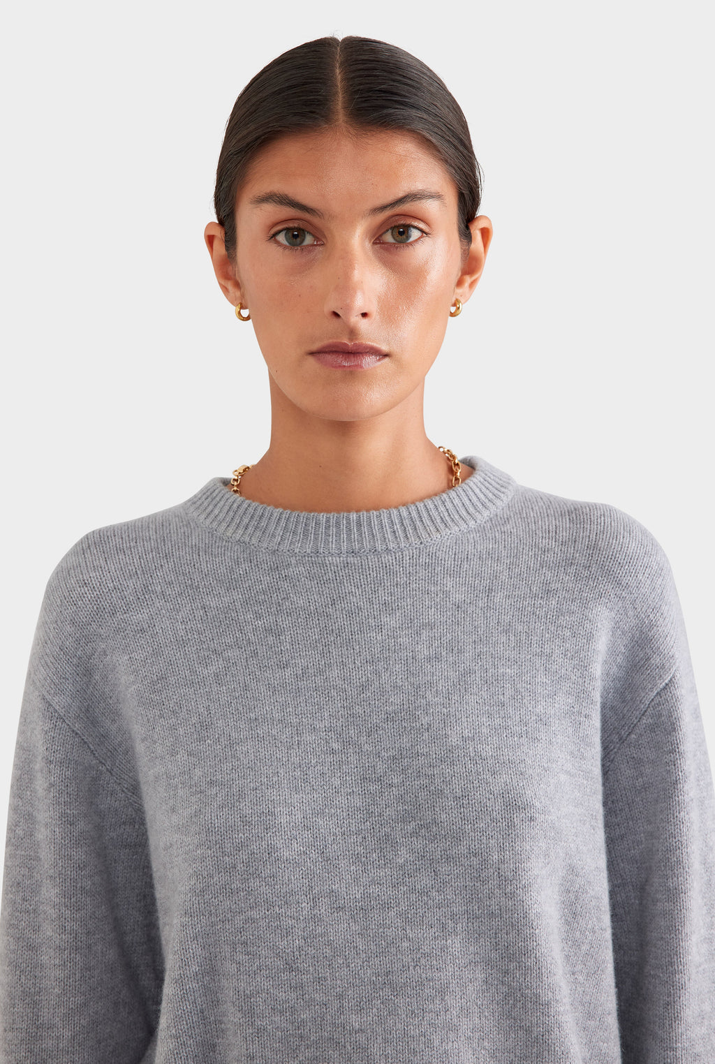 Oversized Wool Cashmere Sweater - Grey Marl