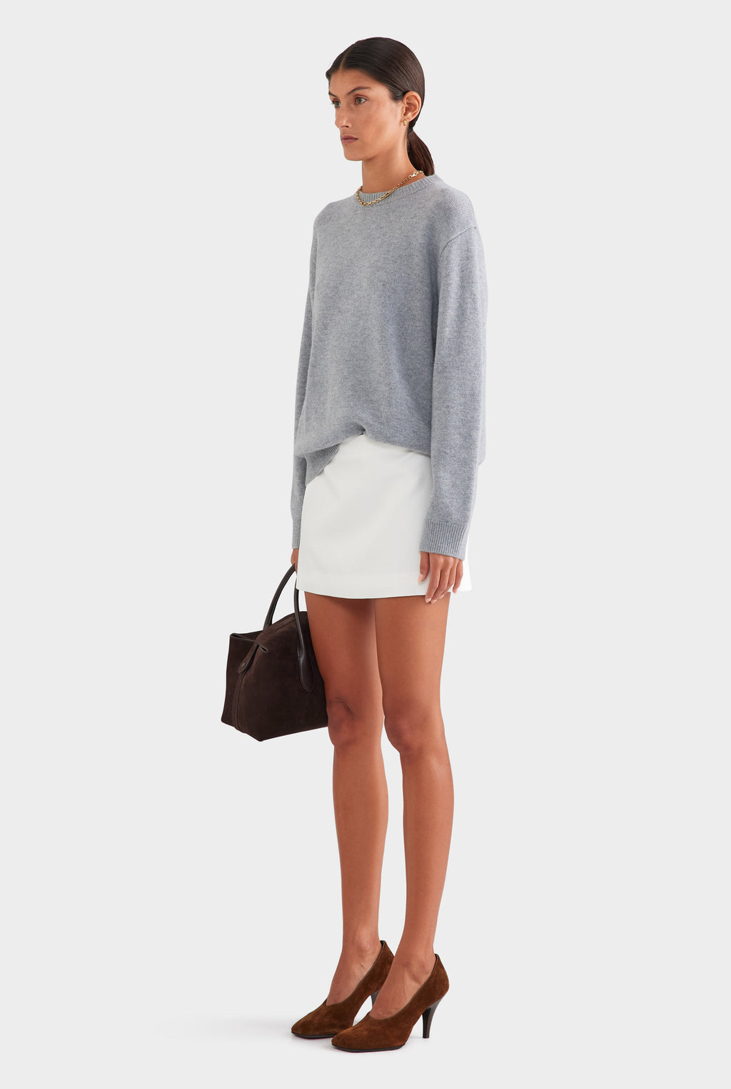 Oversized Wool Cashmere Sweater - Grey Marl