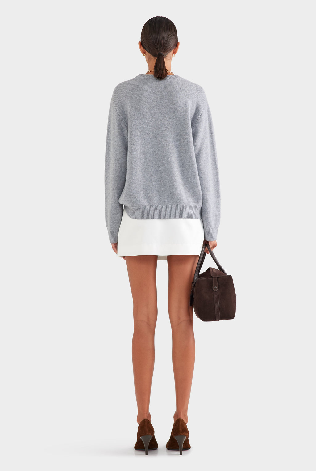 Oversized Wool Cashmere Sweater - Grey Marl