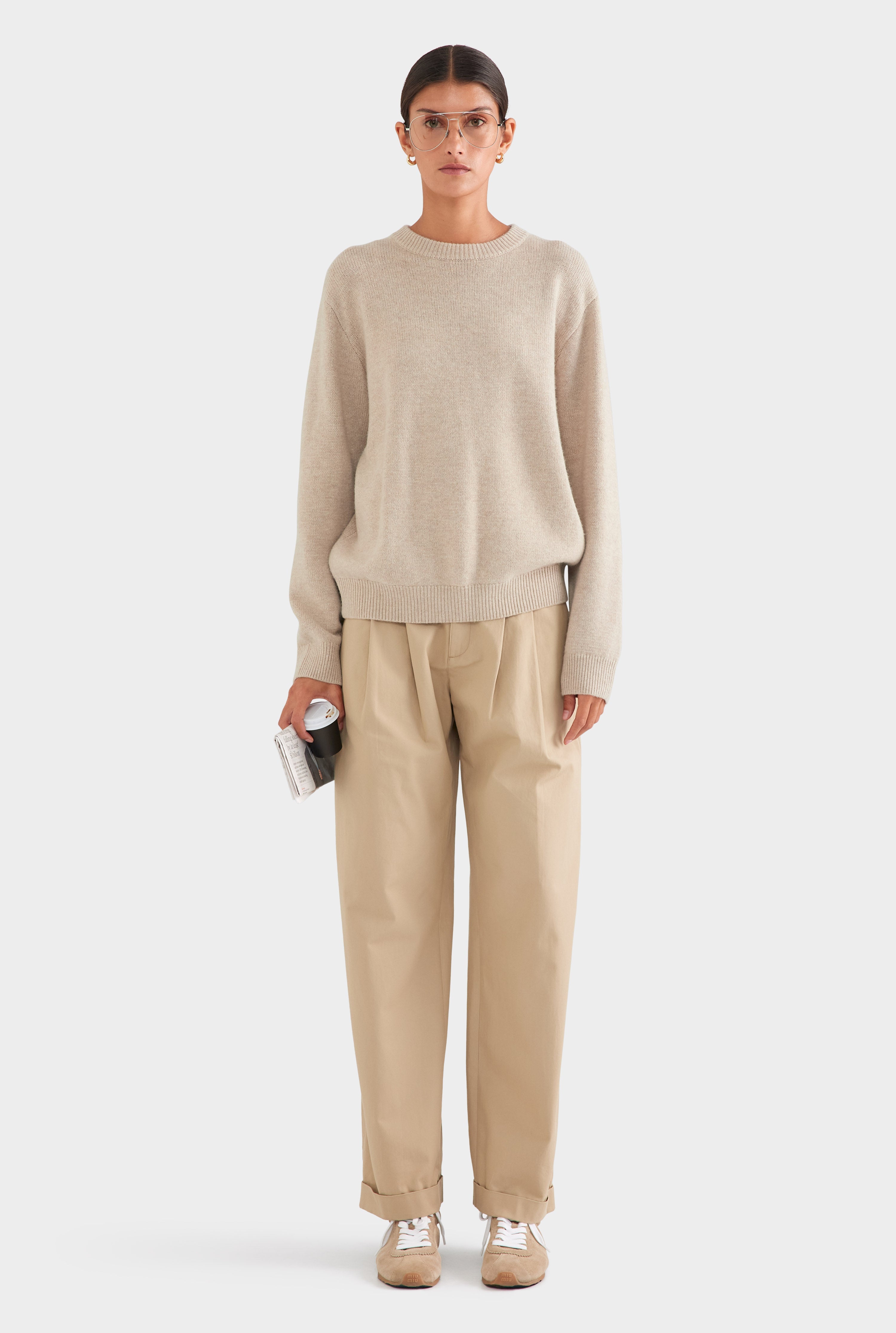 Oversized Wool Cashmere Sweater - Sand Marl