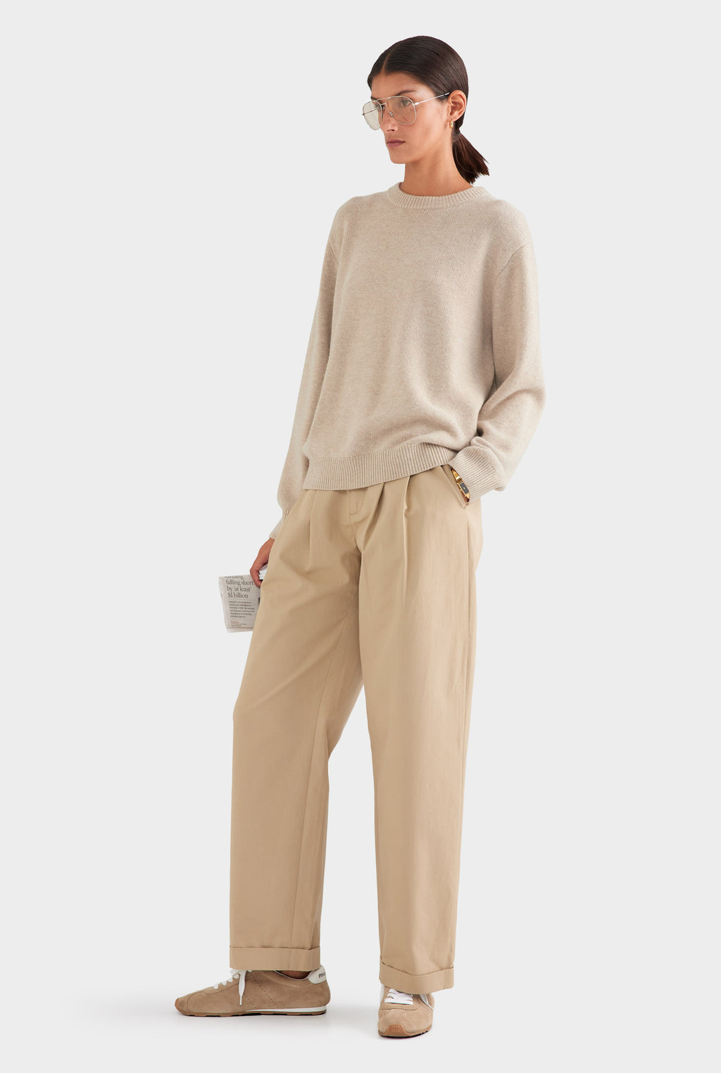 Oversized Wool Cashmere Sweater - Sand Marl