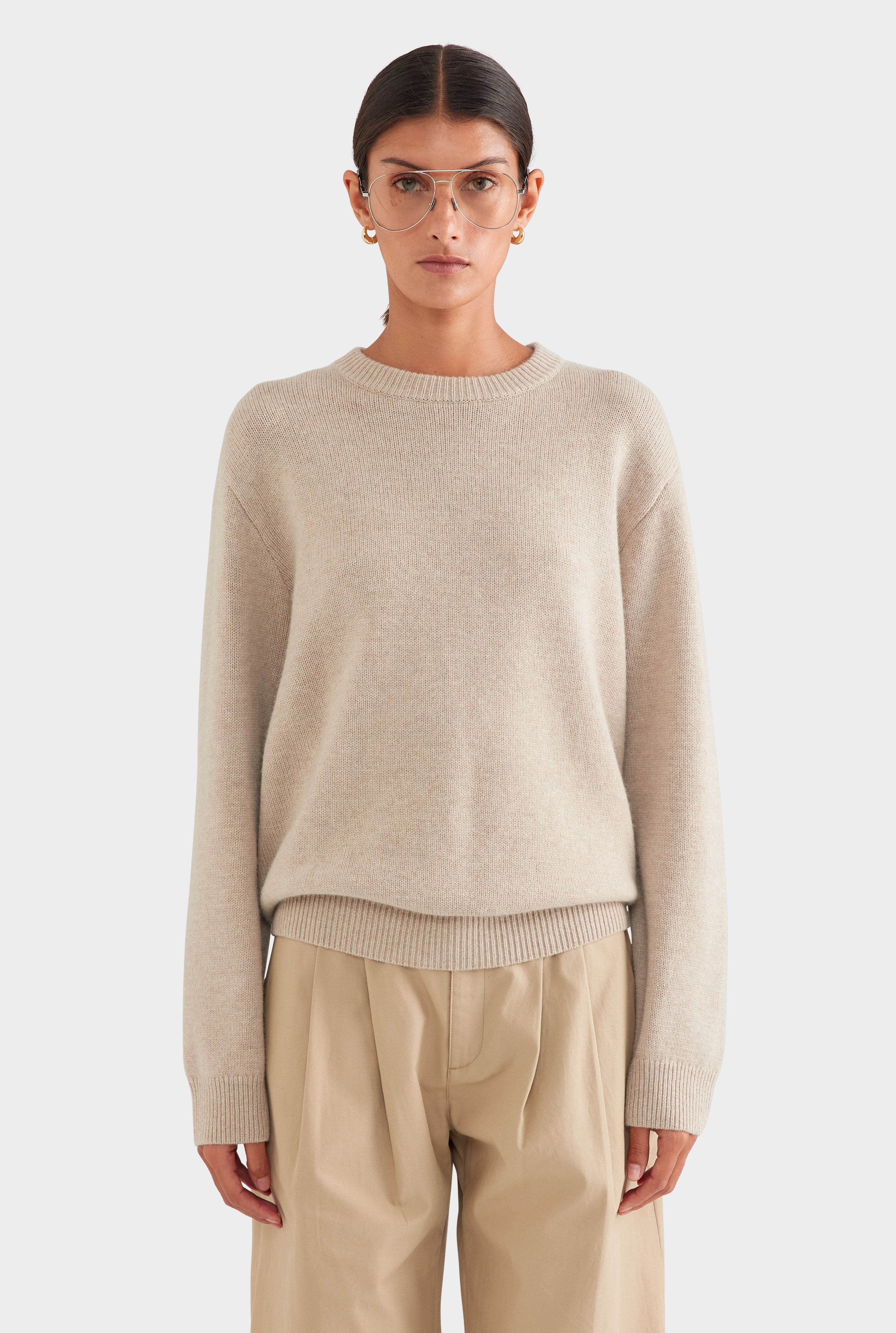 Oversized Wool Cashmere Sweater - Sand Marl
