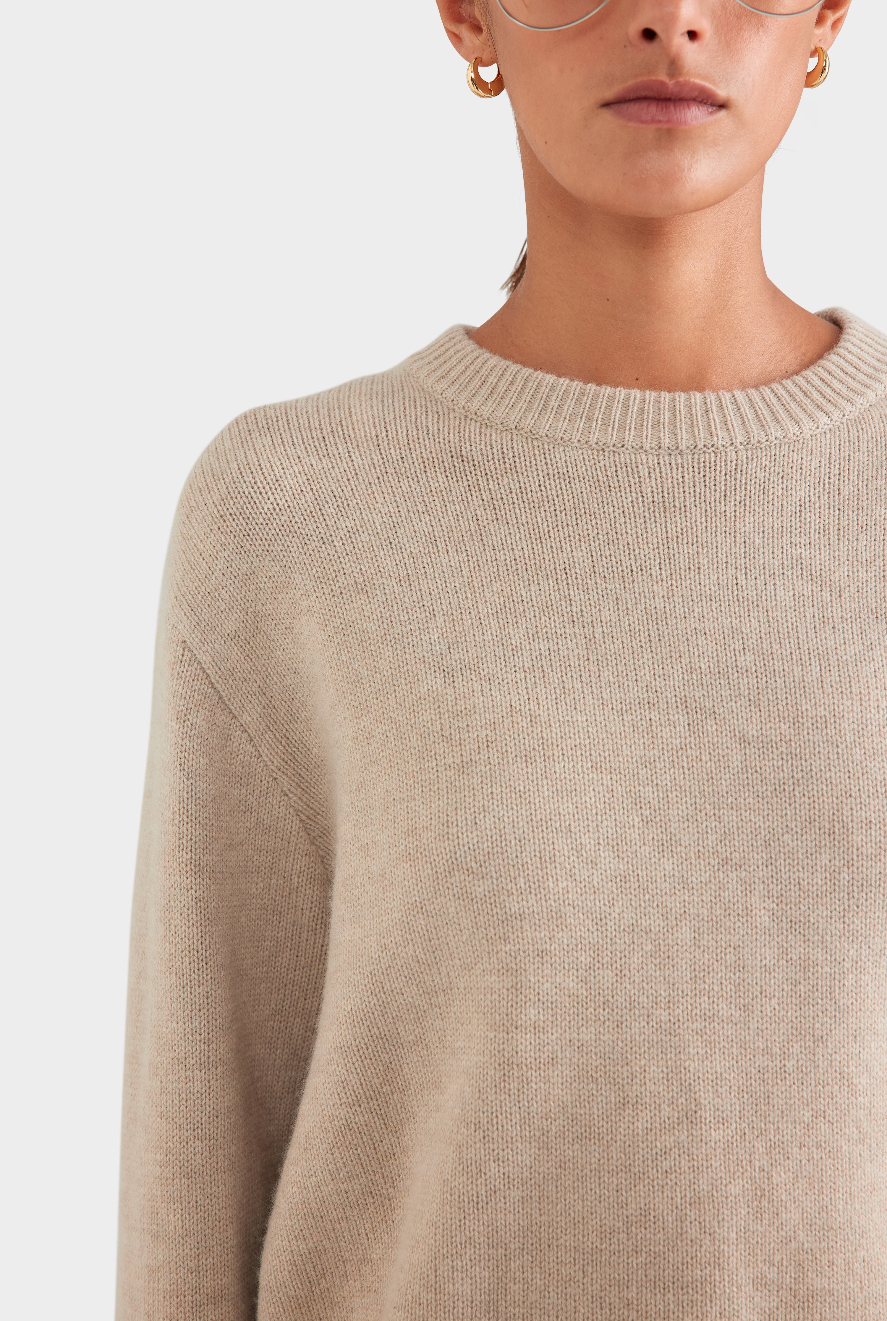 Oversized Wool Cashmere Sweater - Sand Marl