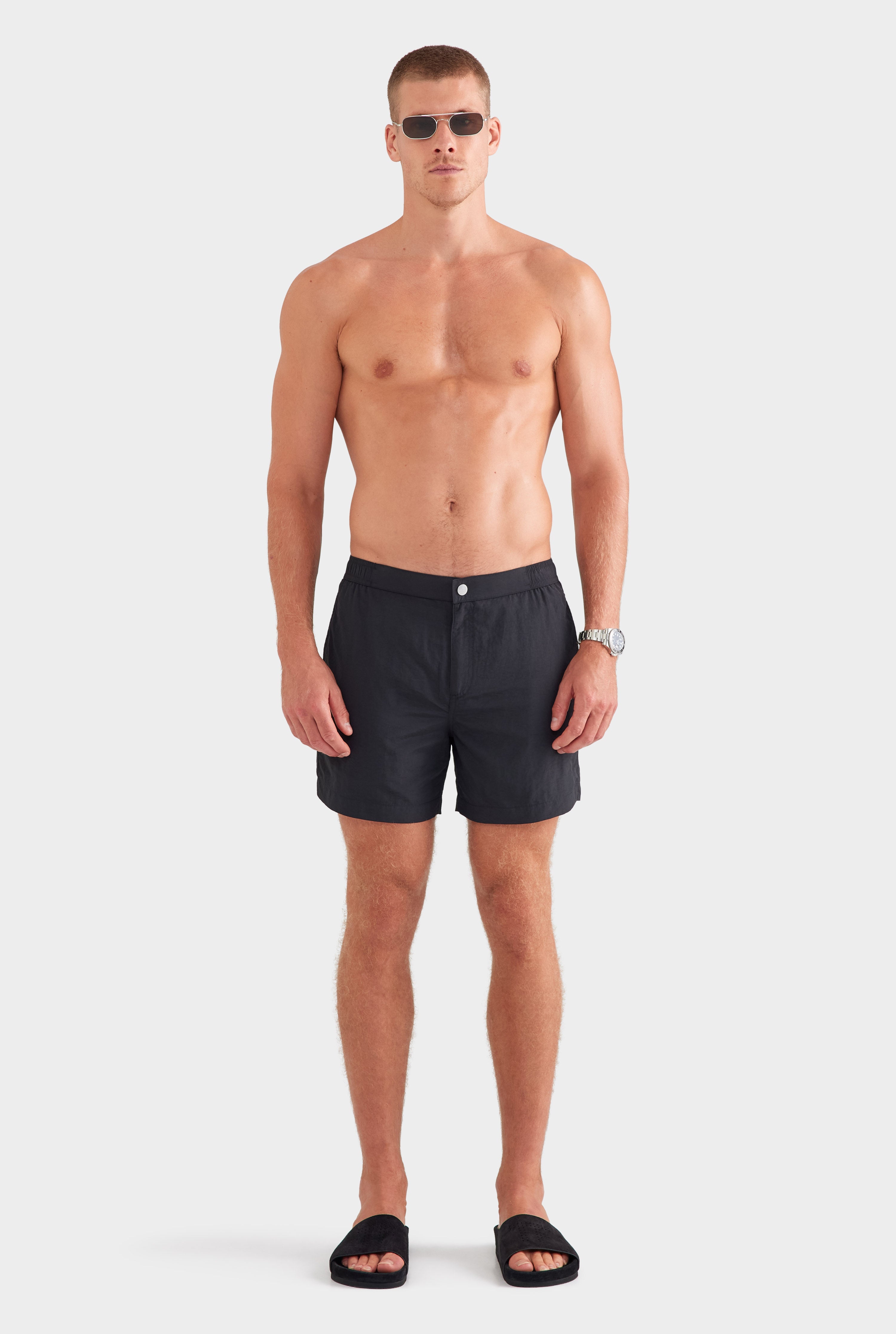 Solid Snaplock Swim Short - Black