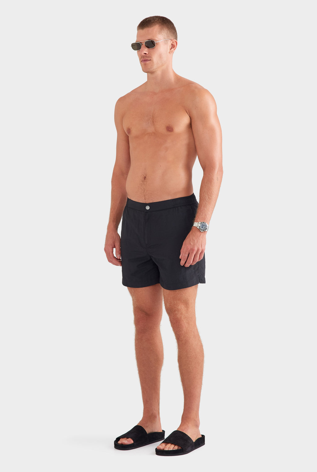 Solid Snaplock Swim Short - Black