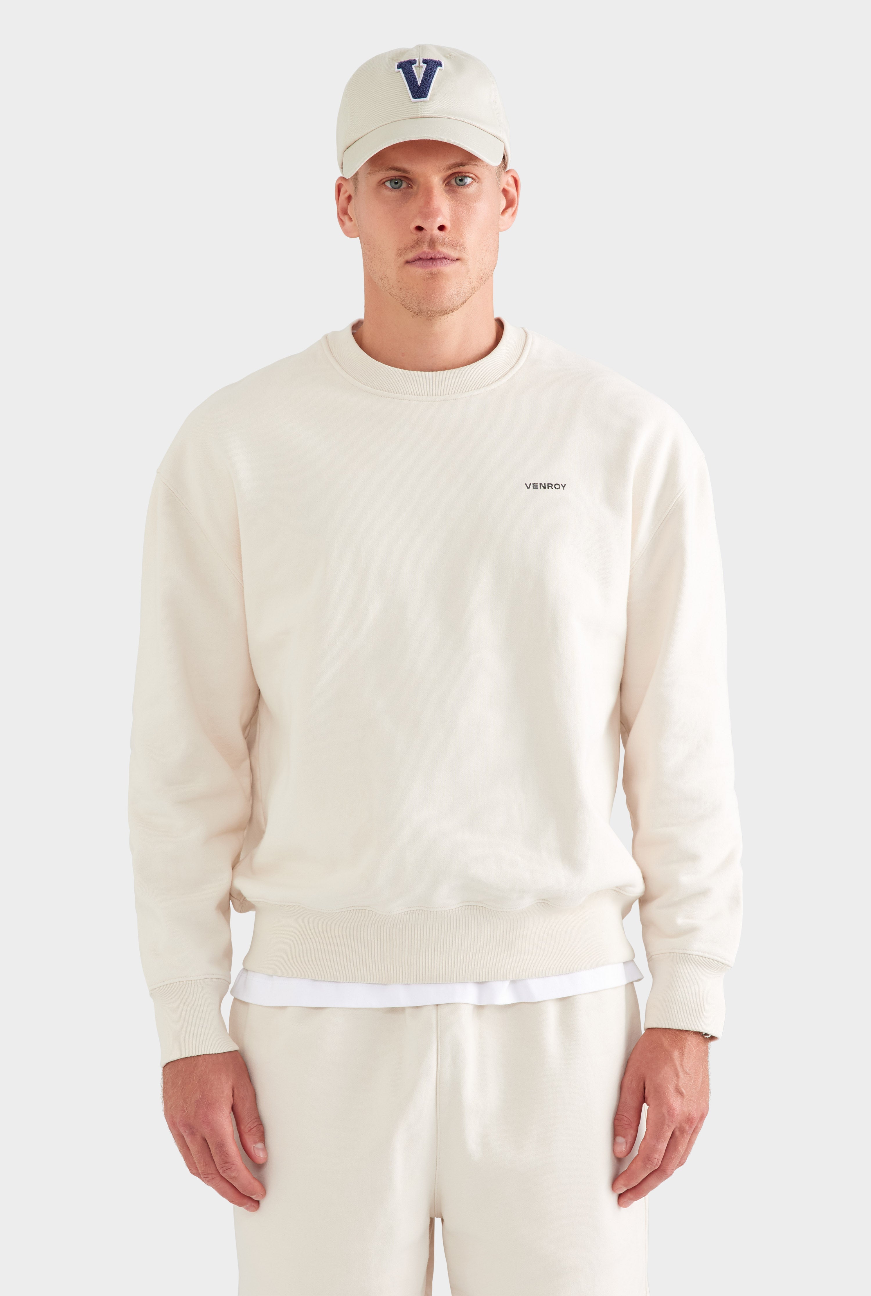 Fleece Track Crewneck - Cream