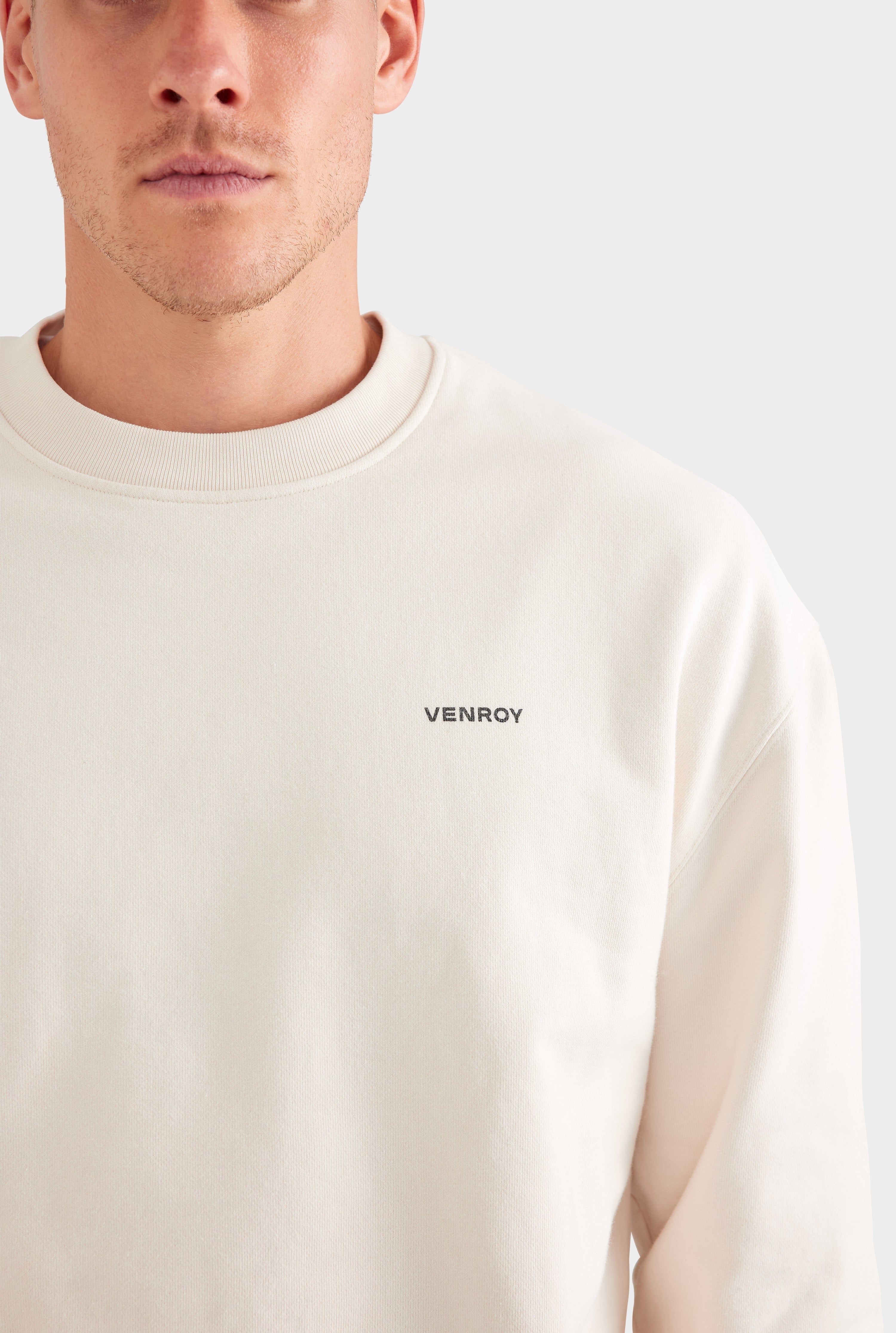 Fleece Track Crewneck - Cream