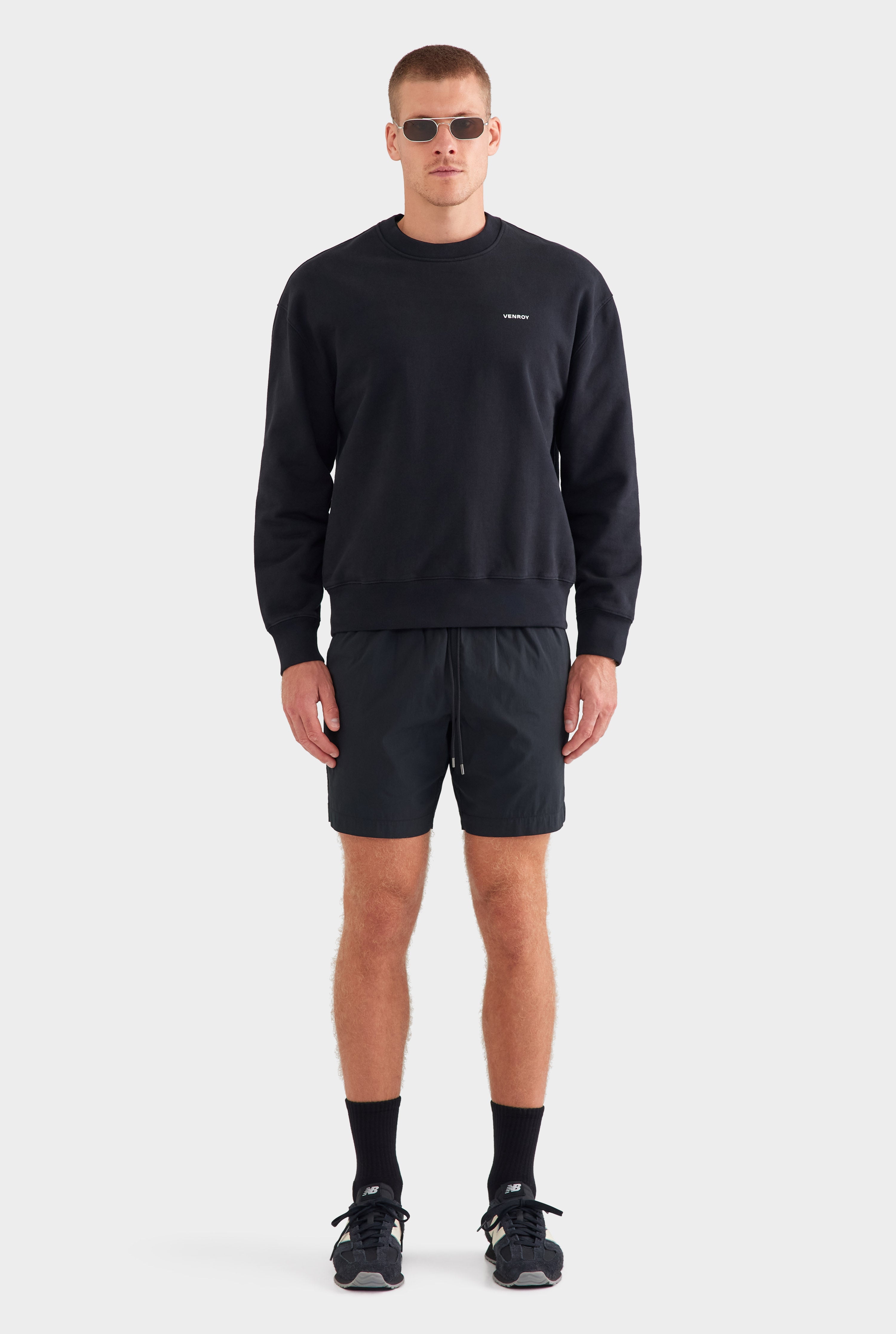 Fleece Track Crewneck - Black
