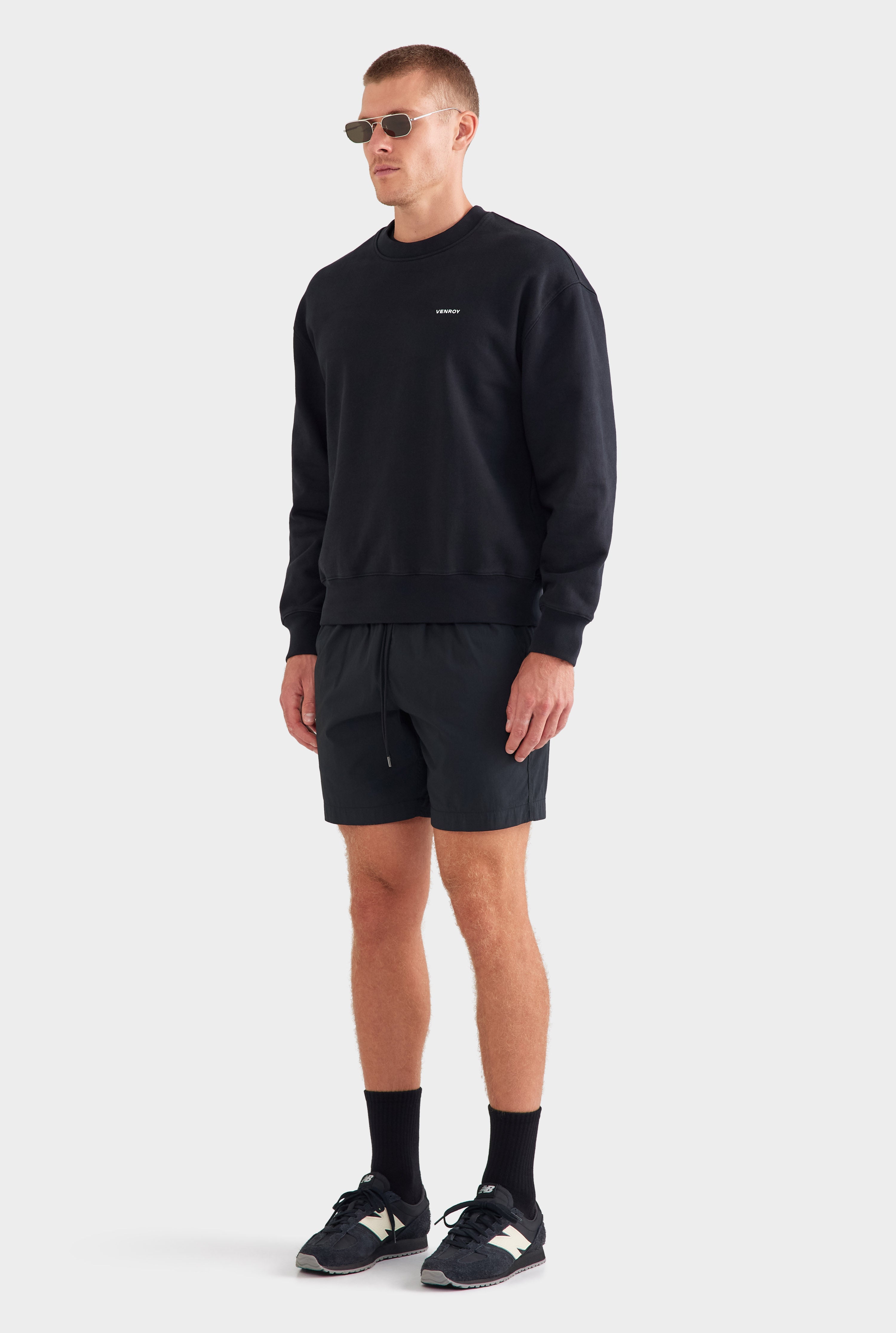 Fleece Track Crewneck - Black