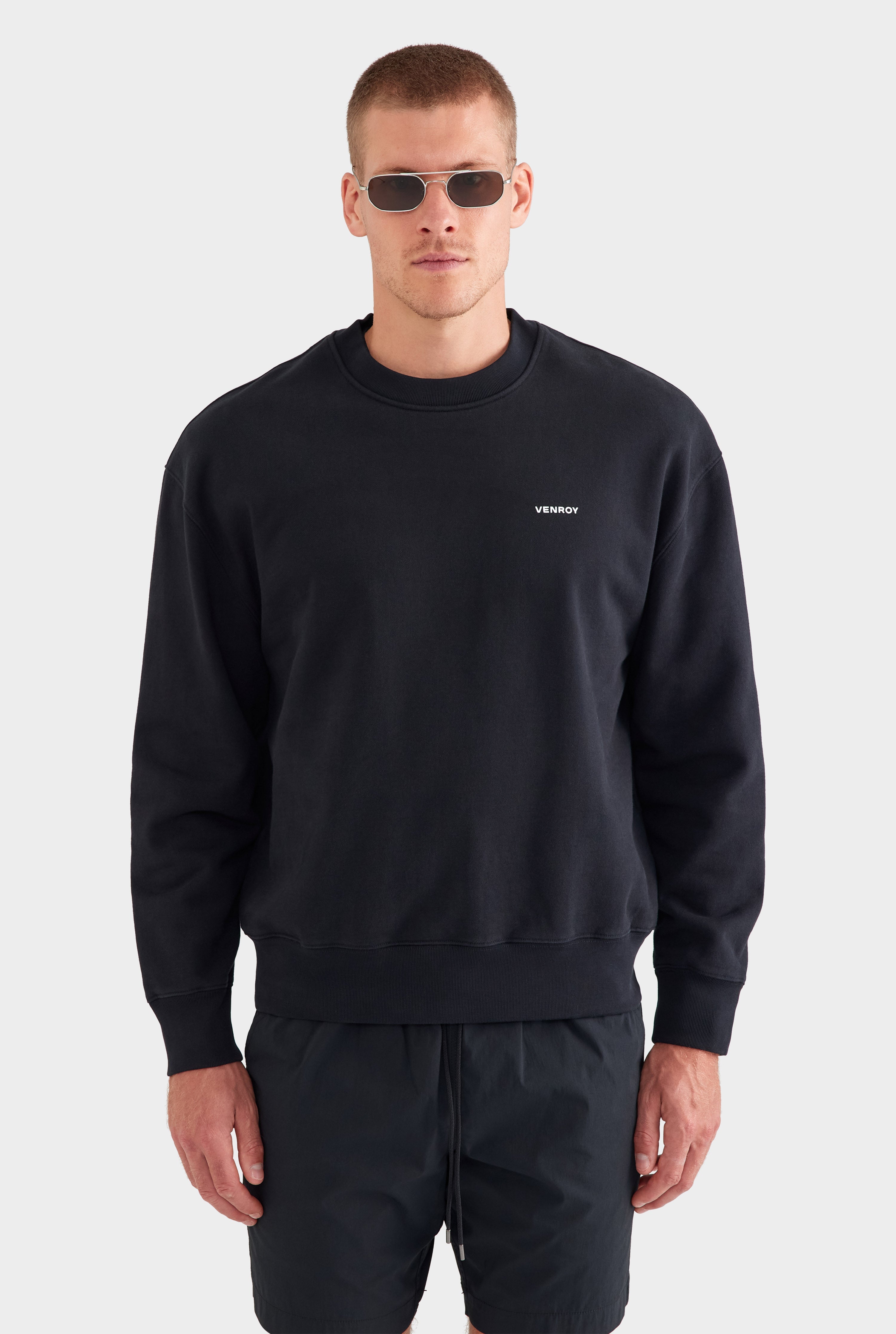 Fleece Track Crewneck - Black