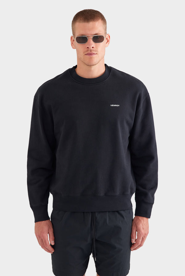 Fleece Track Crewneck - Black