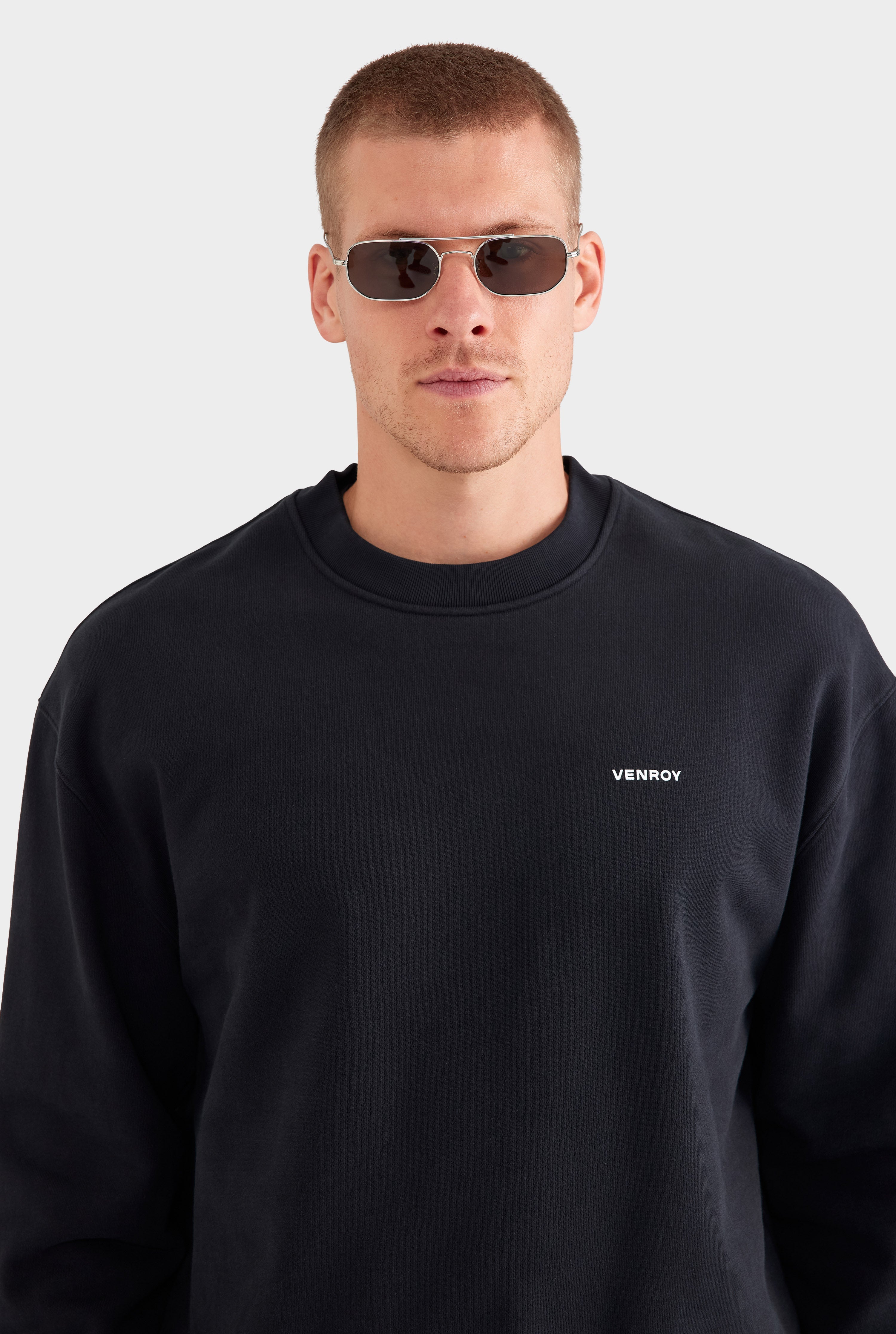 Fleece Track Crewneck - Black