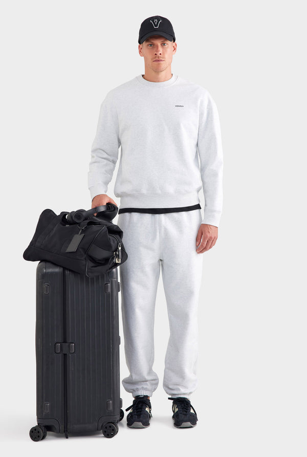 Fleece Track Crewneck - Light Grey Marl