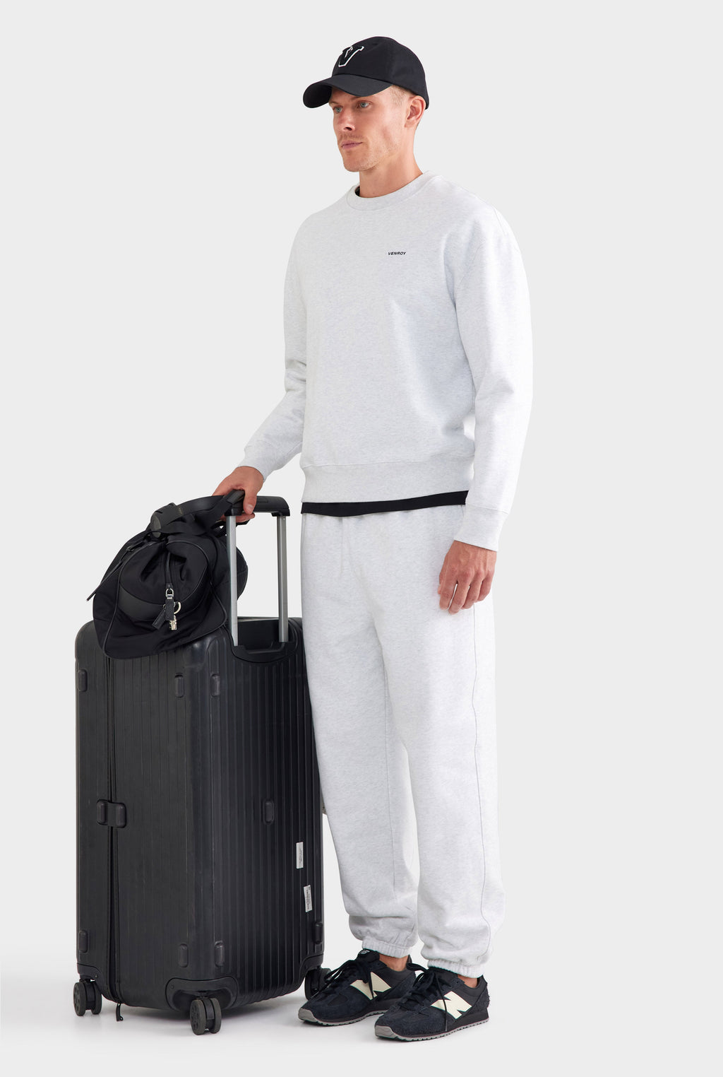 Fleece Track Crewneck - Light Grey Marl