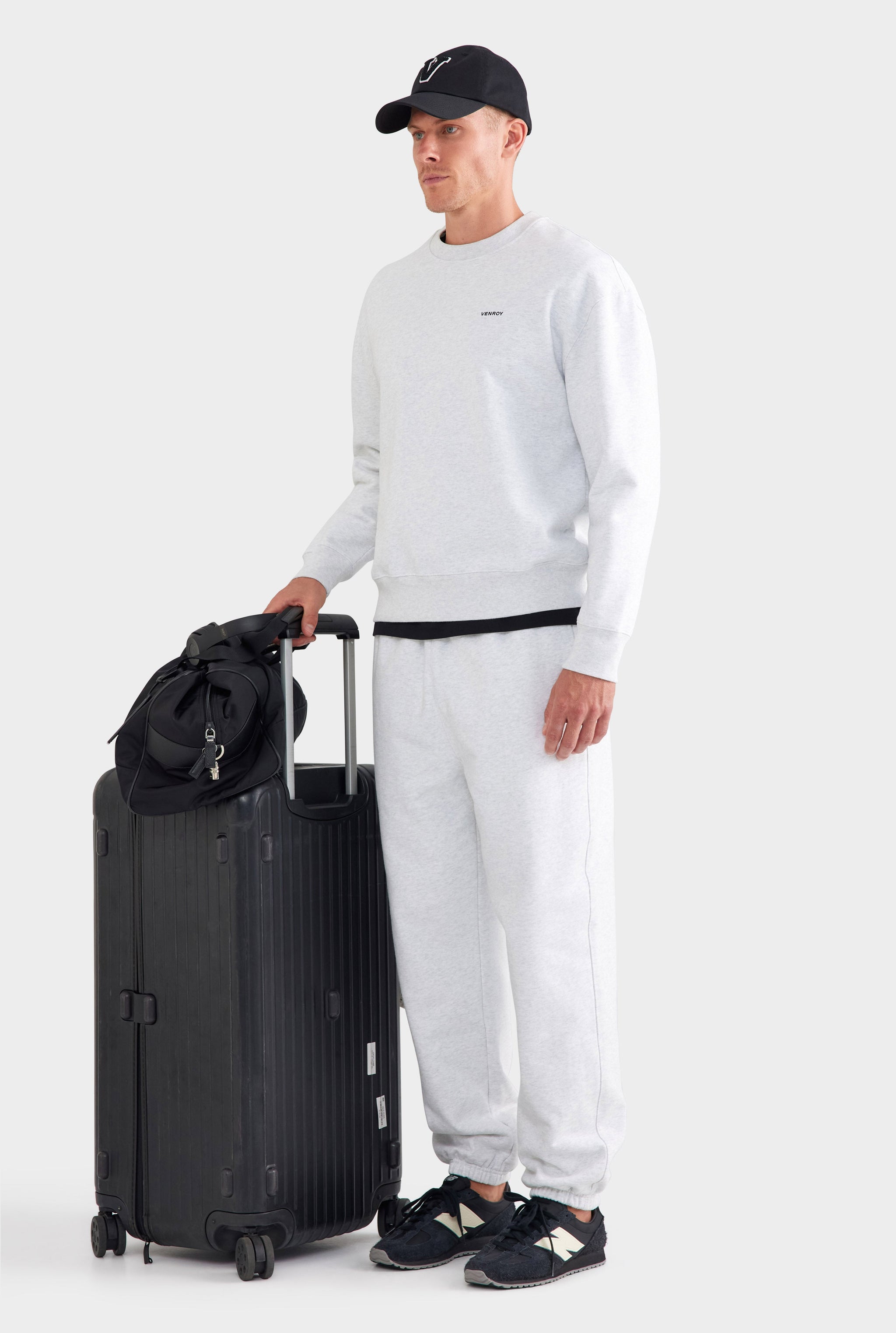 Fleece Track Crewneck - Light Grey Marl