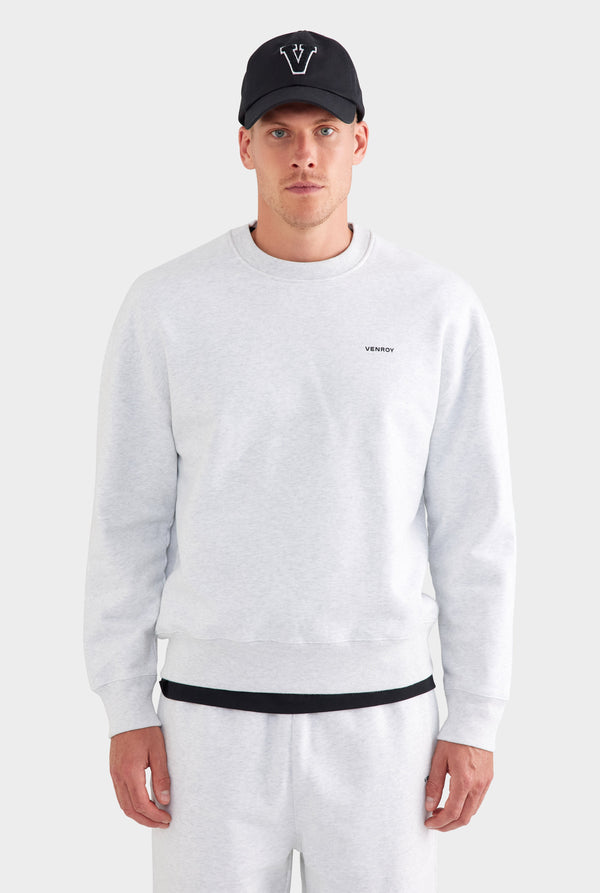 Fleece Track Crewneck - Light Grey Marl