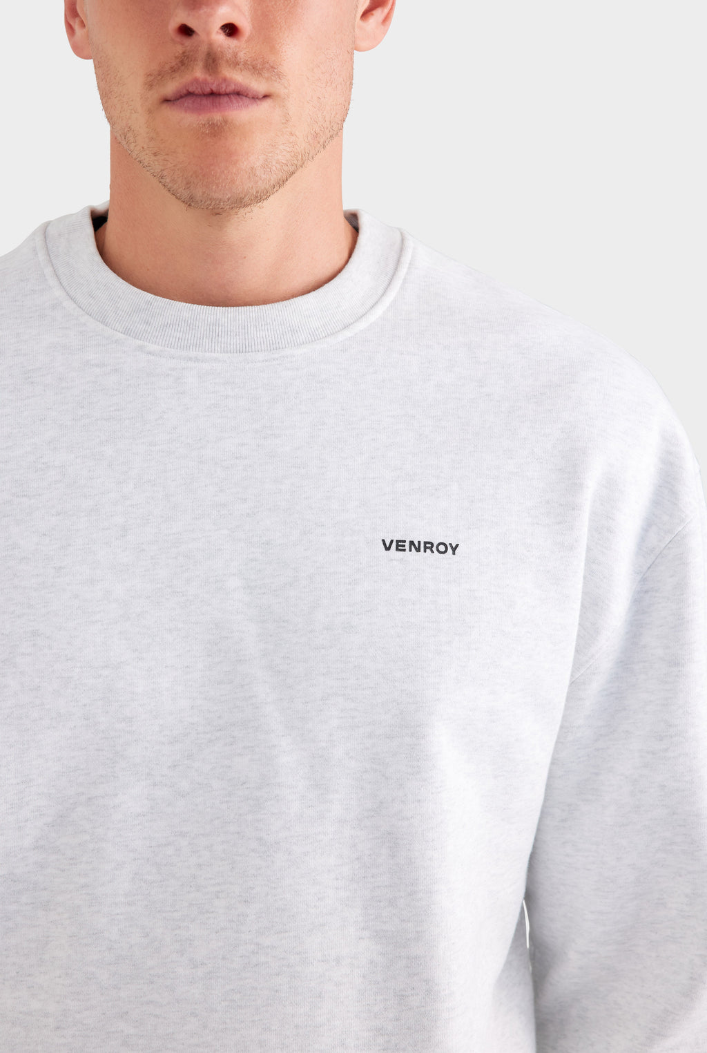 Fleece Track Crewneck - Light Grey Marl