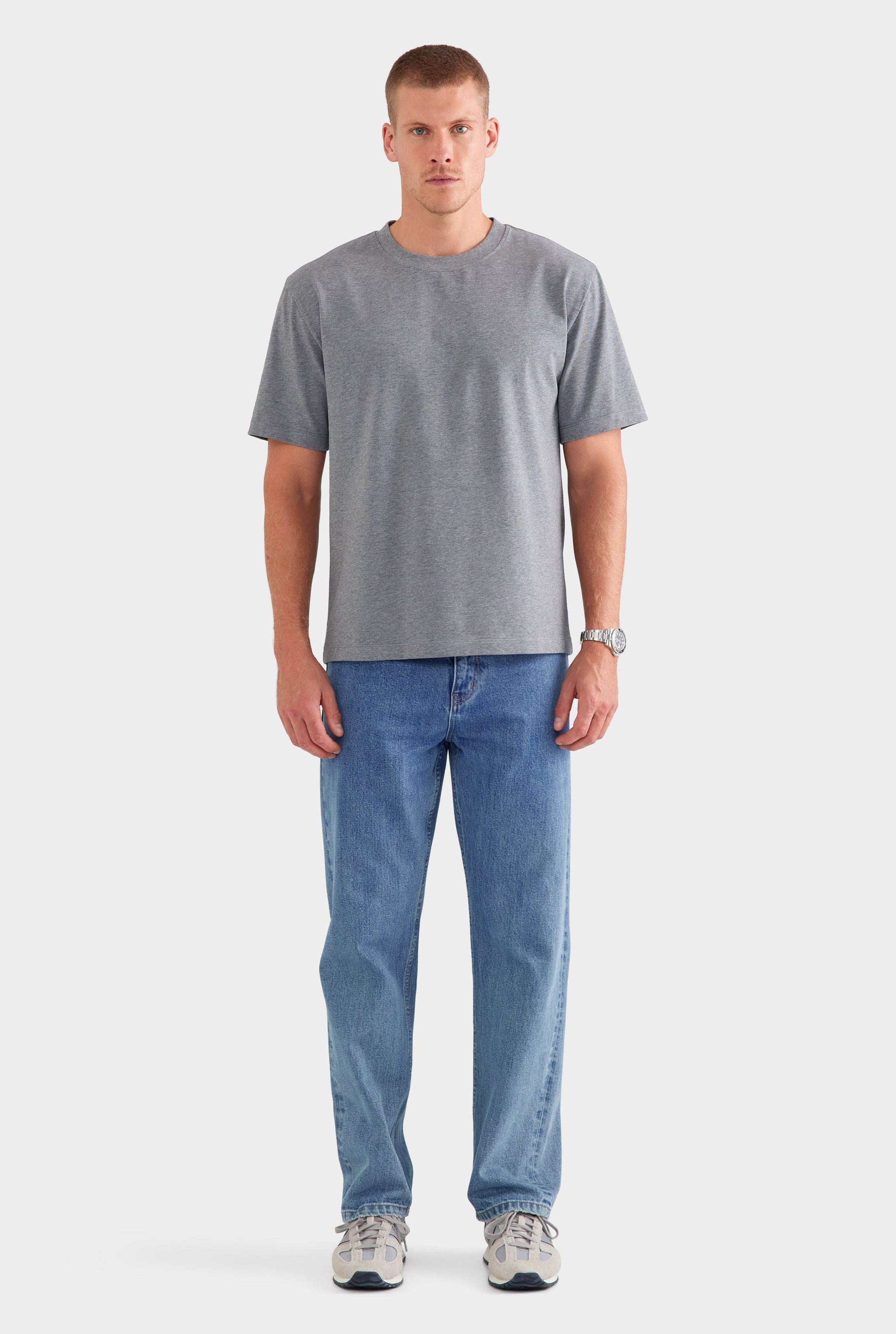Heavyweight Standard Cotton T Shirt - Dark Grey Marl