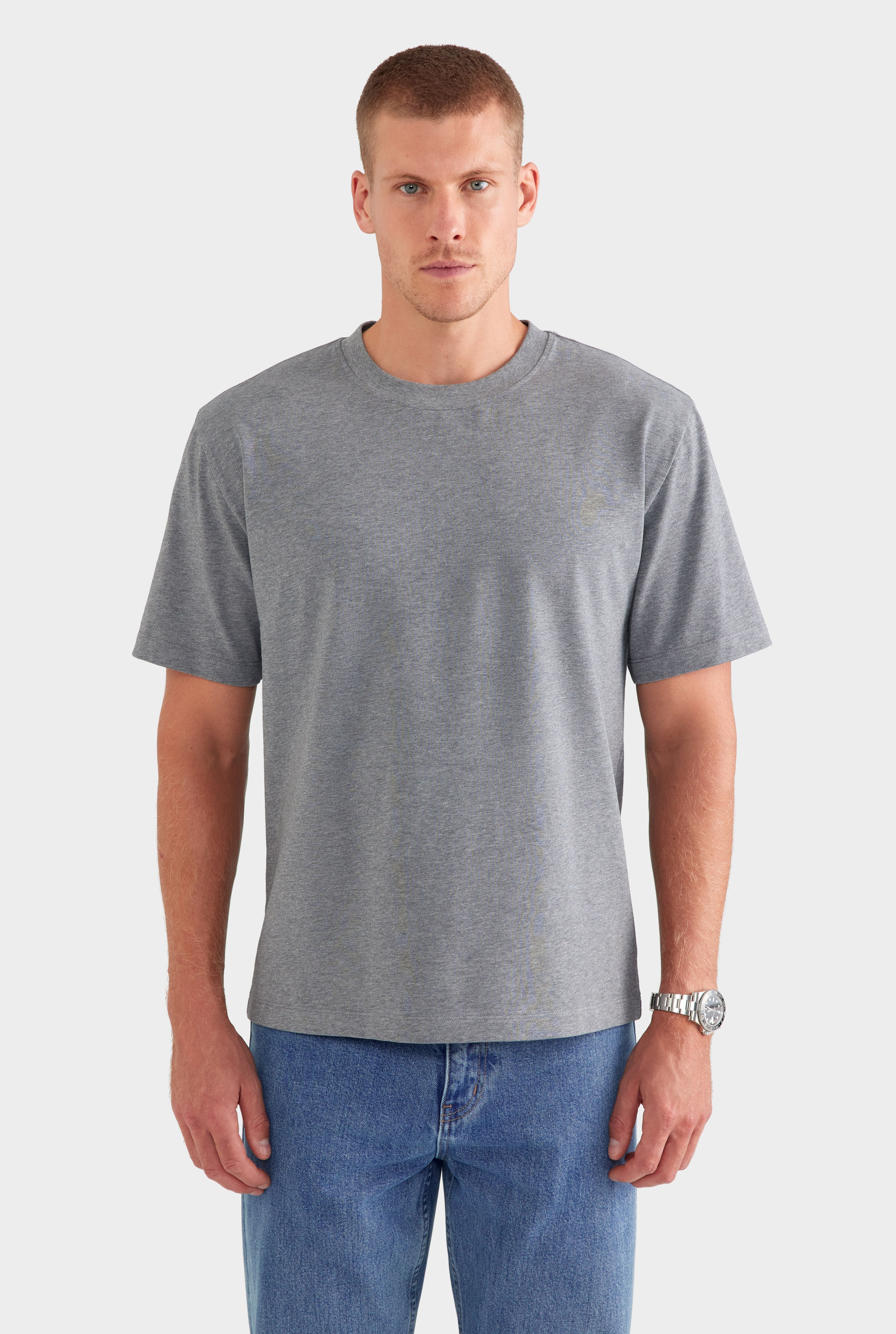 Heavyweight Standard Cotton T Shirt - Dark Grey Marl