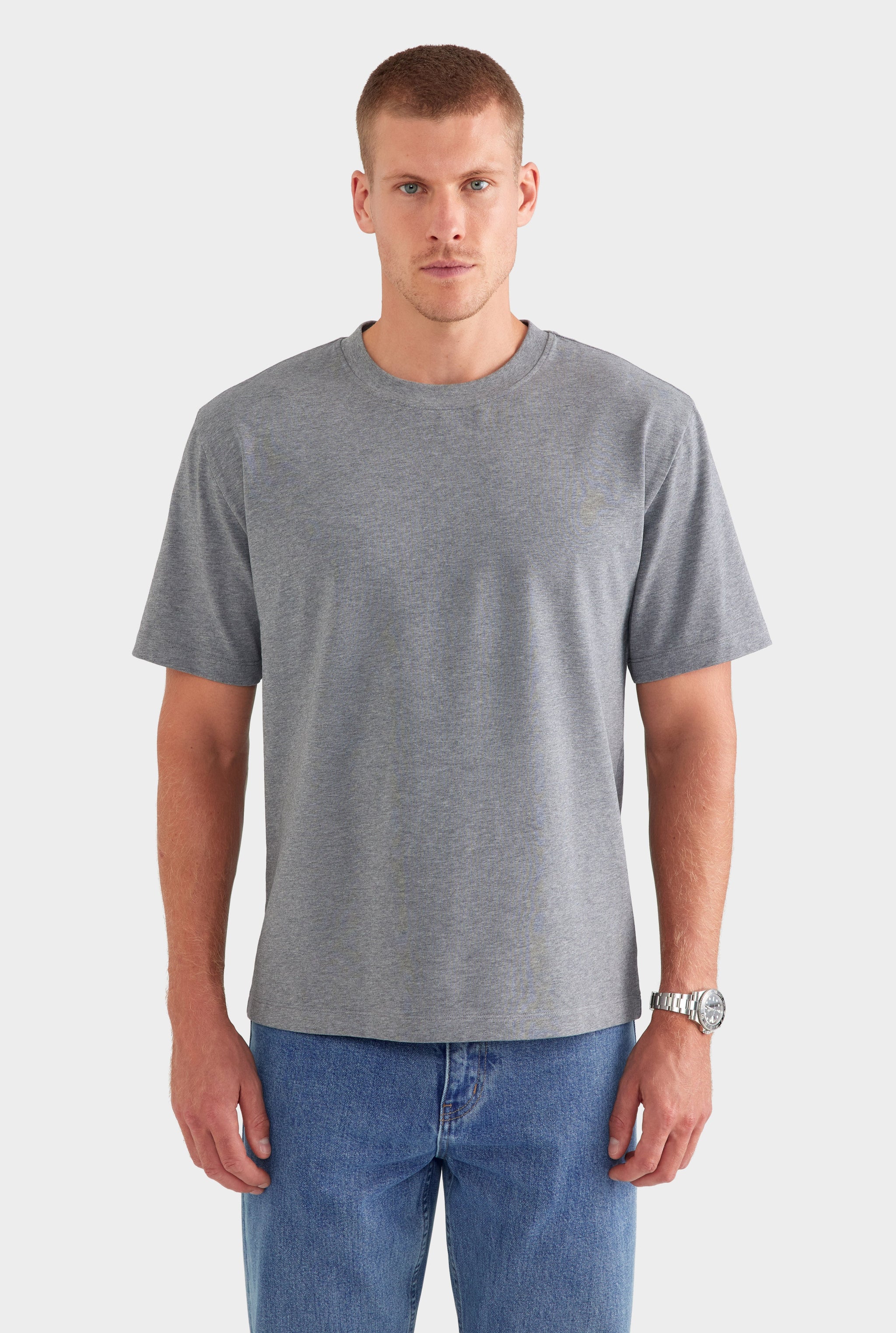 Heavyweight Standard Cotton T Shirt - Dark Grey Marl